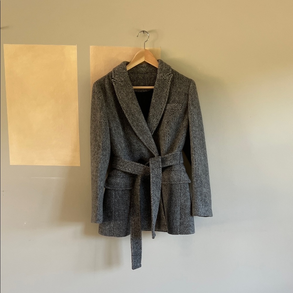 Gray Herringbone Blazer